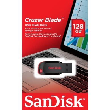 SANDISK alt Sandisk USB-minne 2.0 Blade 128GB Svart