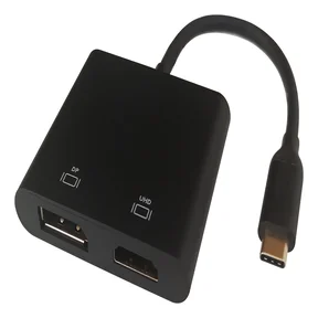 USB-C MST HUB, 2x 4K/60Hz, HDMI + DP, svart, 0,1m
