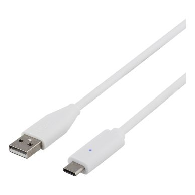 DELTACO alt DELTACO USB-Kabel 2.0, USB-C - USB-A, 2 meter, vit